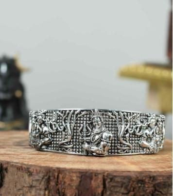 Men's Oxidised Silver Mahakal Bracelet